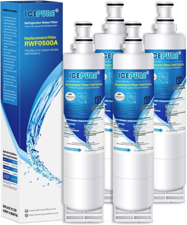 ICEPURE 4396508 Refrigerator Water Filter Compatible with Whirlpool 4396508, 4396510, edr5rxd1, filter 5, 4392857, NL240V, WFL400, 9010 filter, wf285, 4396547, RWF0500A 4 PACK