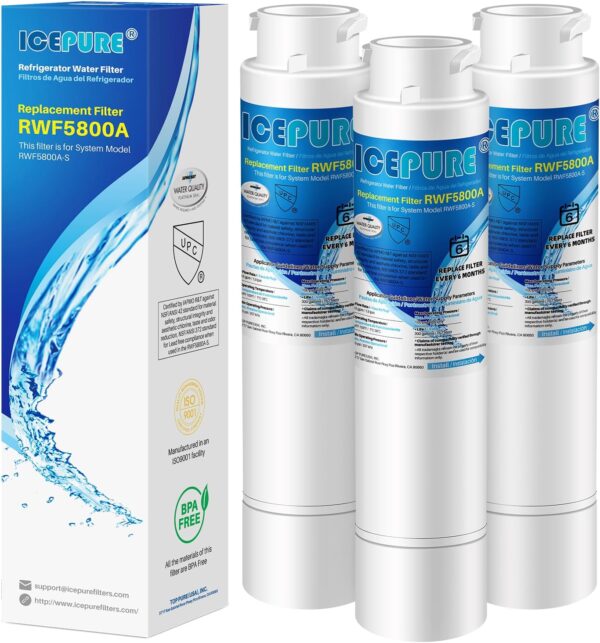 ICEPURE RWF5800A Filter Compatible with EPTWFU01, Ultra 2, EPTWFUO1, 3PACK