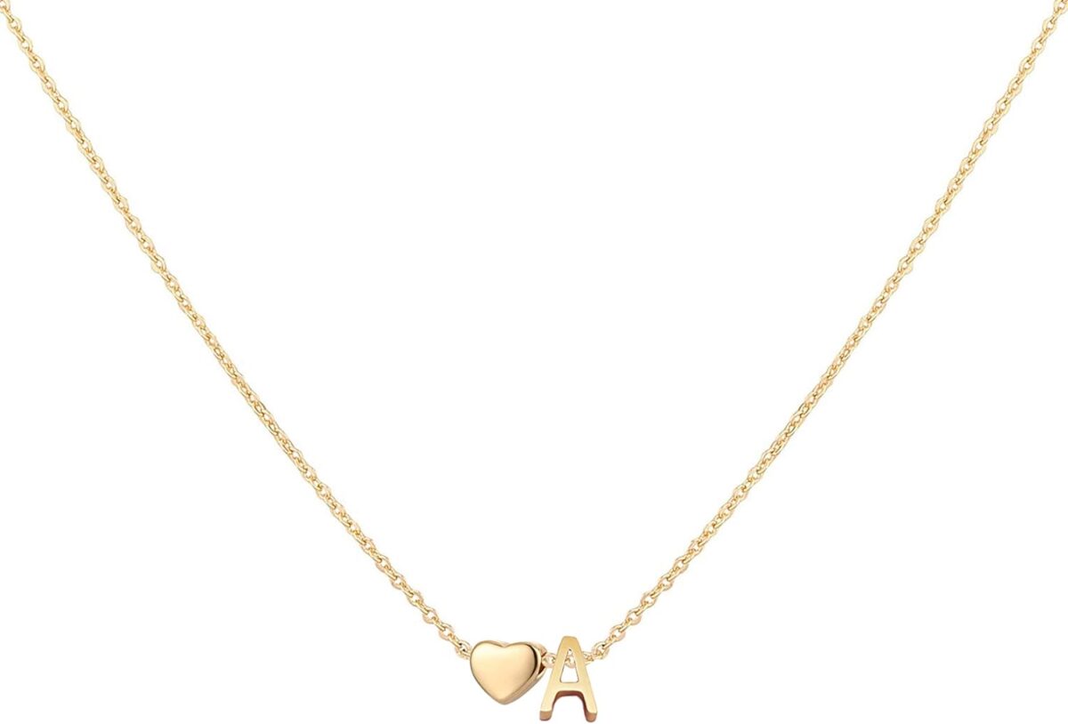 Initial Heart Necklace 18K Gold Plated Stainless Steel Tiny Heart Letter Necklace Personalized Monogram Name Necklace for Women