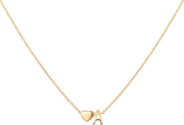 Initial Heart Necklace 18K Gold Plated Stainless Steel Tiny Heart Letter Necklace Personalized Monogram Name Necklace for Women