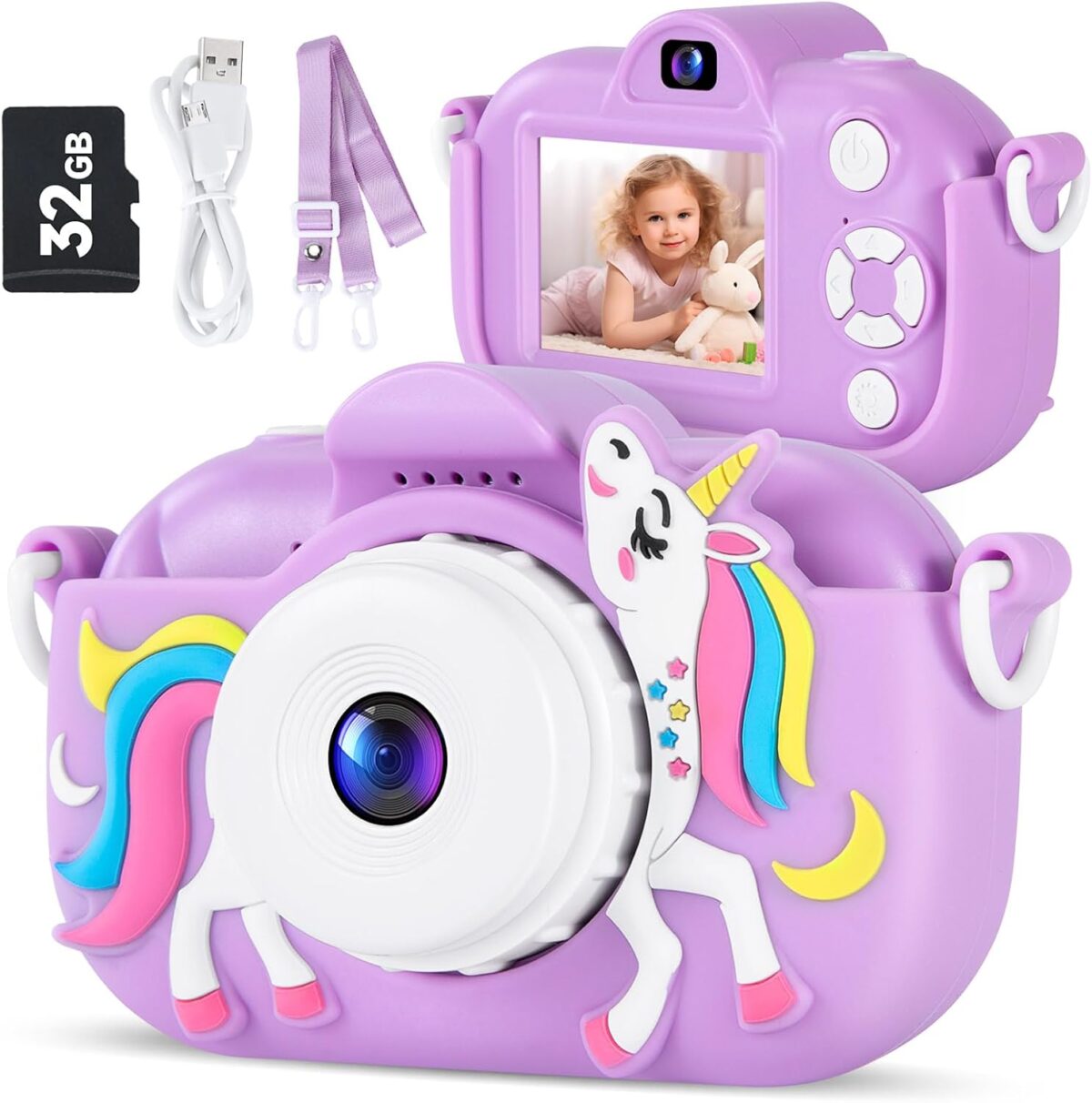 Kids Camera Digital Camera for Age 3-8, 1080P Toddler Camera for Kid with 32GB SD Card, Toddler Girls Toys Age 6-8, Christmas Birthday Gifts for Children