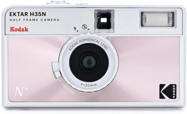 Kodak Ektar H35N Half Frame Film Camera, 35mm, Reusable, Focus-Free, Bulb Function, Star Filter, Coated Lens(Film & Battery not Included)(Glazed Pink)