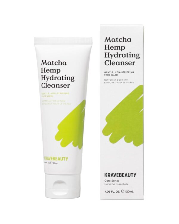 KraveBeauty Matcha Hemp Hydrating Cleanser – Daily Gentle Non-Stripping Face Wash Enriched with Matcha and Hemp Seed Oil, for All Skin Types, Vegan and Cruelty Free, 4.05 fl oz