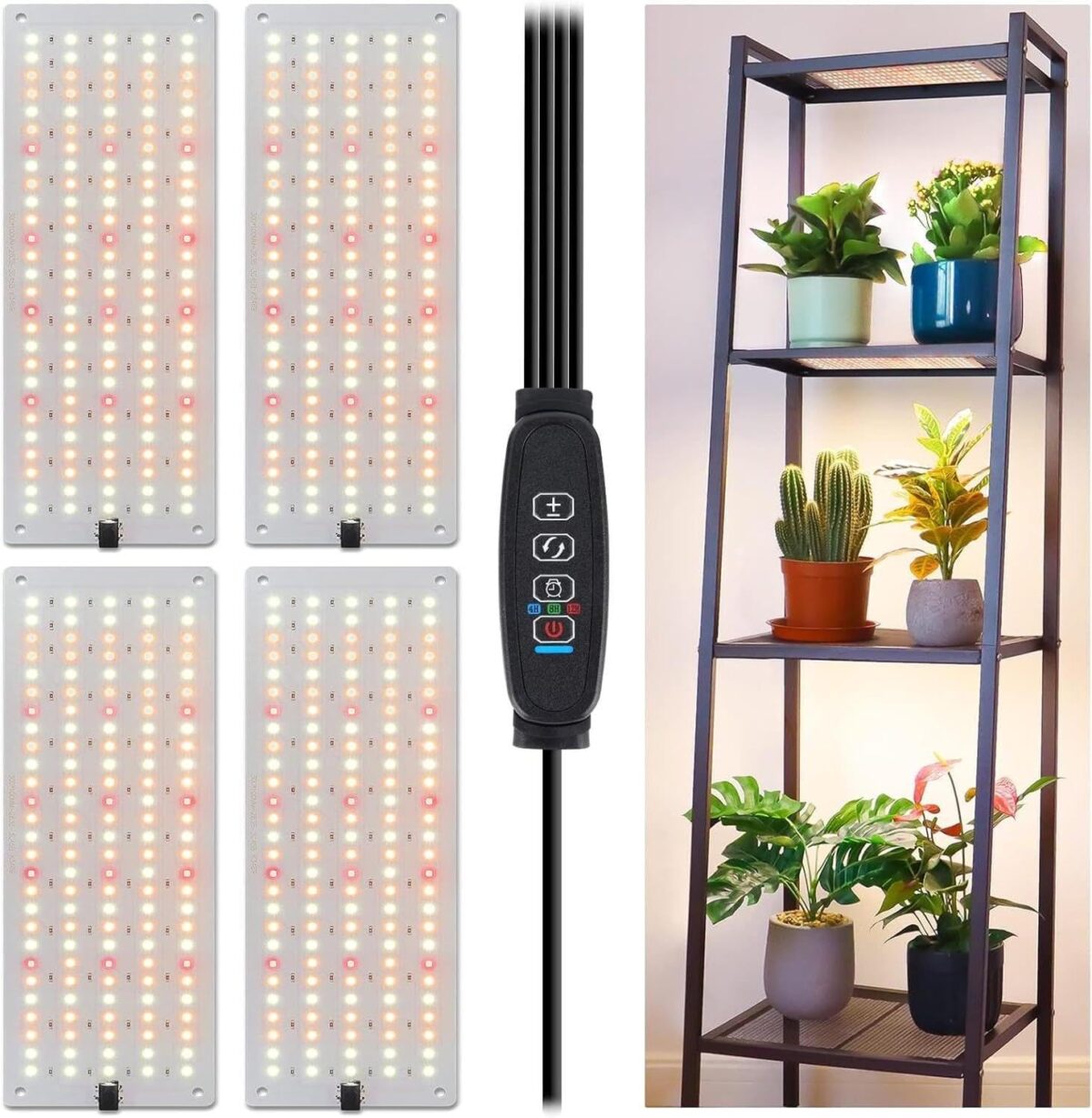 LBW Plant Grow Light, 540 LEDs Full Spectrum Grow Lights for Indoor Plants, Under Cabinet Grow Lamp with 4/8/12H Timer, 3 Lighting Modes, 10 Dimmable Levels, 4 Pack