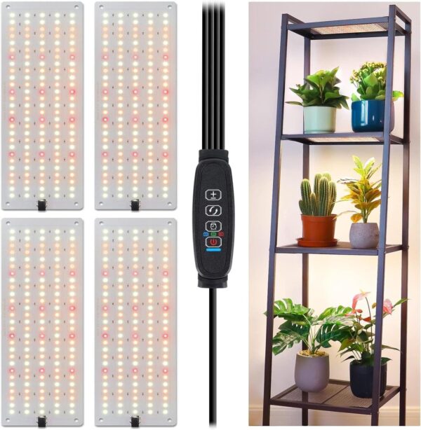 LBW Plant Grow Light, 540 LEDs Full Spectrum Grow Lights for Indoor Plants, Under Cabinet Grow Lamp with 4/8/12H Timer, 3 Lighting Modes, 10 Dimmable Levels, 4 Pack