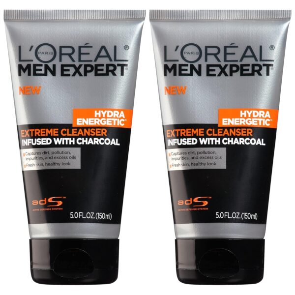 L’Oreal Paris Men Expert Hydra Energetic Daily Facial Cleanser with Charcoal, 2 ct.