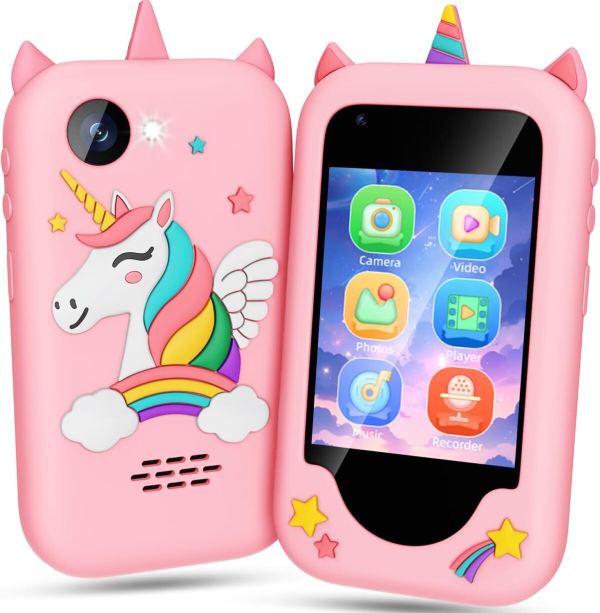 Lapare Kids Smart Phone for Girls, Unicorn Play Phone Toy with Dual Camera, Music Player, 32GB Card, for 3-8 Year Old Girls