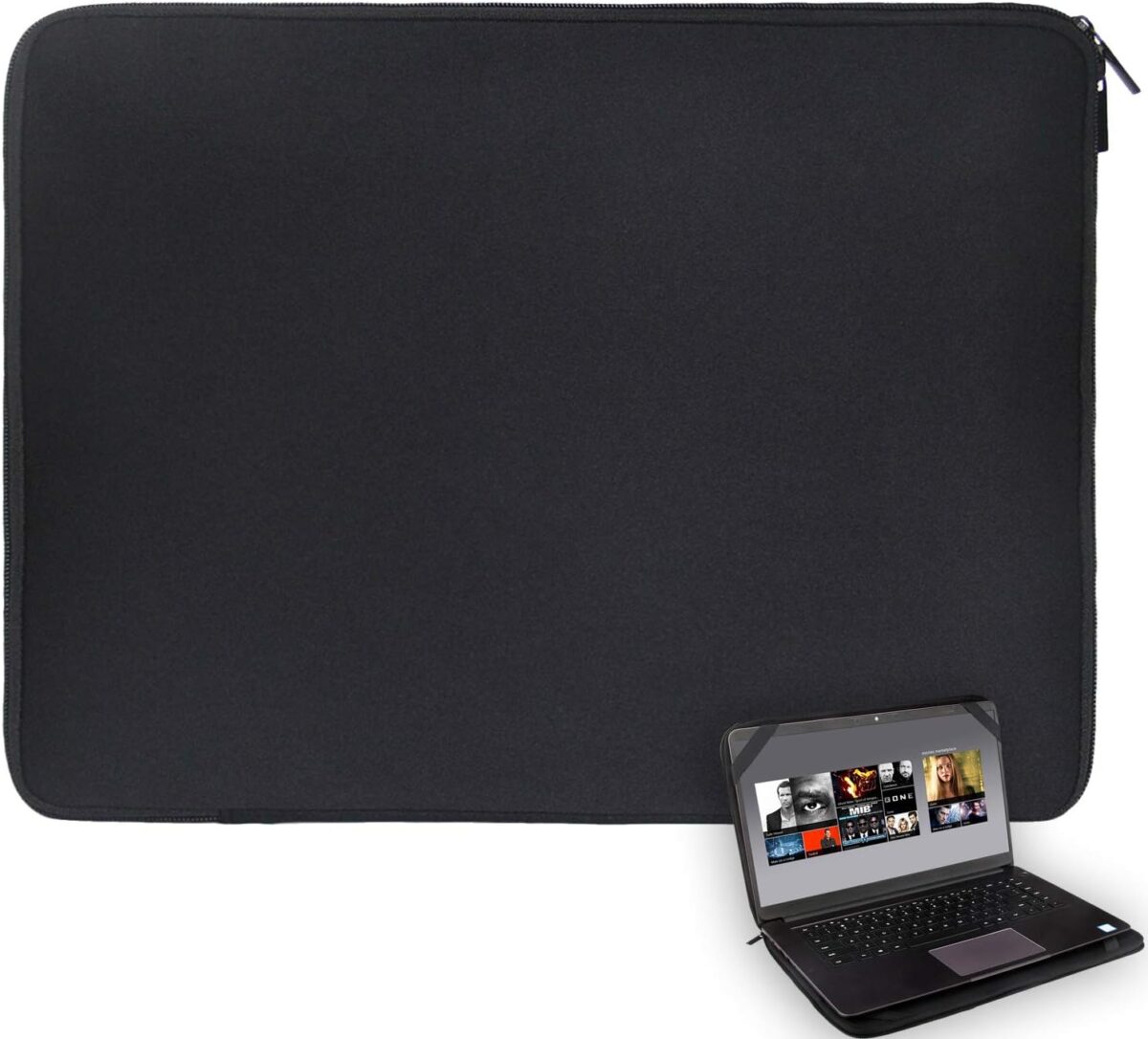 Laptop Sleeve 14 inch Black Water-Resistant Neoprene Notebook Computer Briefcase Carrying Bag/Pouch Cover with 4 Elastic Bands for 14.1″ 14.5″ Lenovo ThinkPad/HP Chromebook/Dell Vostro/Acer Aspire