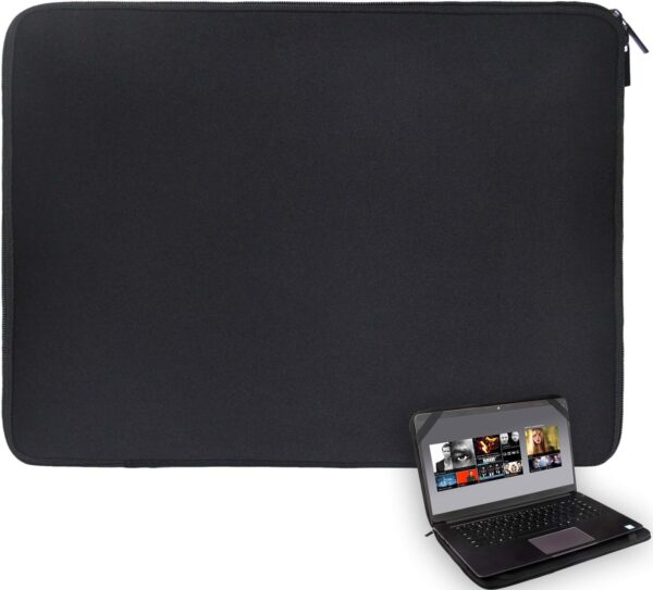 Laptop Sleeve 14 inch Black Water-Resistant Neoprene Notebook Computer Briefcase Carrying Bag/Pouch Cover with 4 Elastic Bands for 14.1″ 14.5″ Lenovo ThinkPad/HP Chromebook/Dell Vostro/Acer Aspire