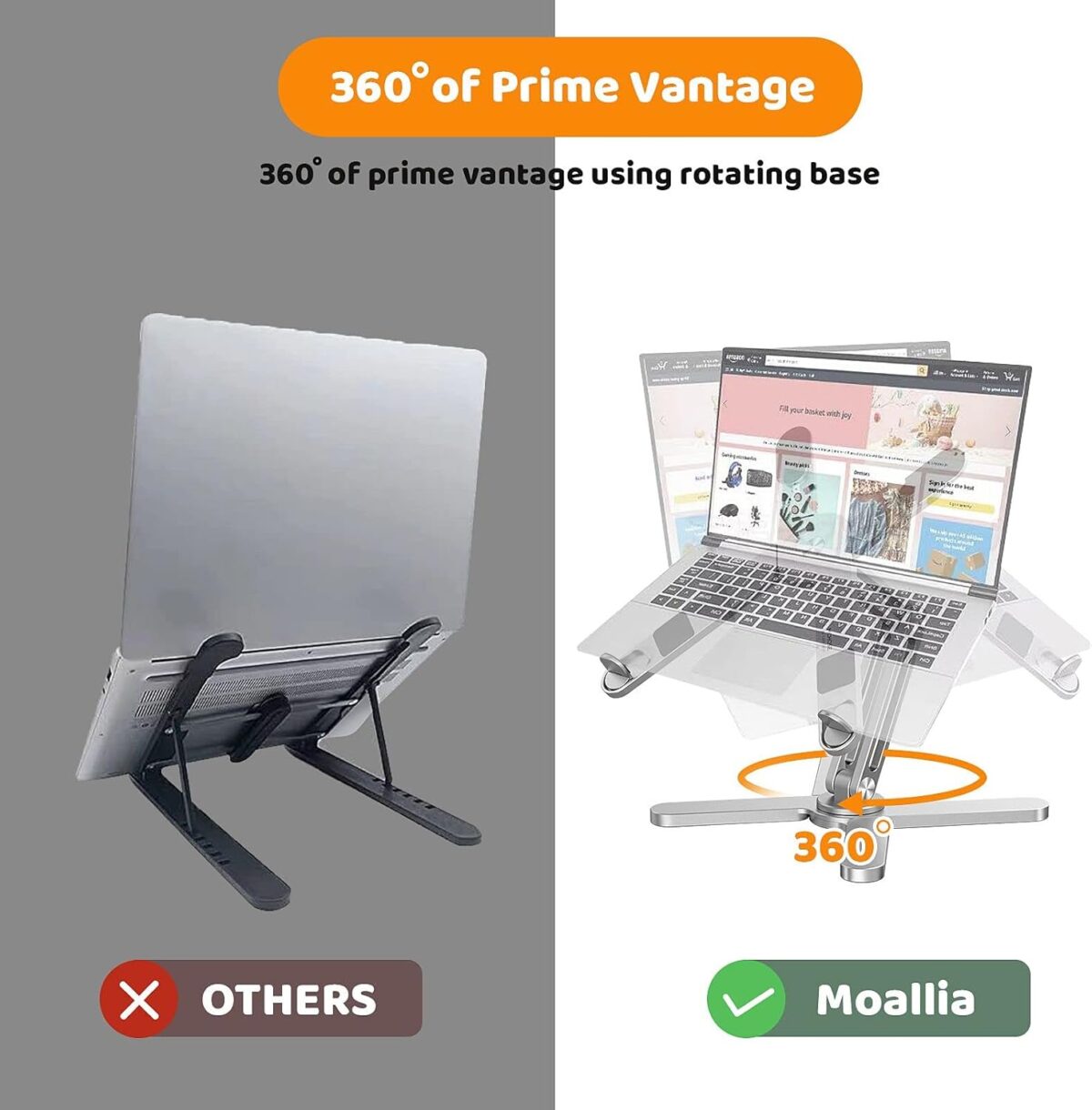 Laptop Stand with 360 Rotating Base Computer Notebook Laptop Riser Metal Holder for Desk Collaborative Work Fully Foldable for Easy Storage Fits All MacBook Laptops up to 16 inches Laptop Stand with 360 Rotating Base, Computer Notebook Laptop Riser Metal Holder for Desk Collaborative Work, Fully Foldable for Easy Storage, Fits All MacBook, Laptops up to 16 inches