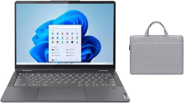 Lenovo Flex 5i 14″ Touchscreen 2-in-1 Laptop | Intel Core i5-1235U Processor | 8GB RAM | 512GB SSD | Intel Iris Xe Graphics | Backlit | Fingerprint | Windows 11 S | Bundle with Grey Bag