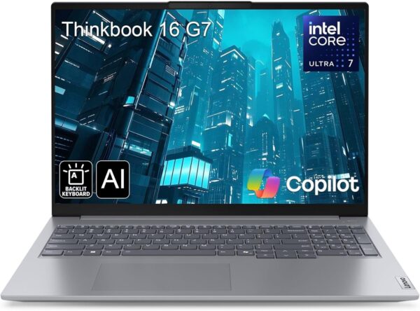 Lenovo ThinkBook 16 G7 16″ FHD+ Business Laptop Computer, Intel 16-Core Ultra 7 155H (Beat i7-13705H), Arc Graphics, 64GB DDR5 RAM, 2TB PCIe SSD, WiFi 6E, Backlit Keyboard, Windows 11 Pro, AZ-XUT