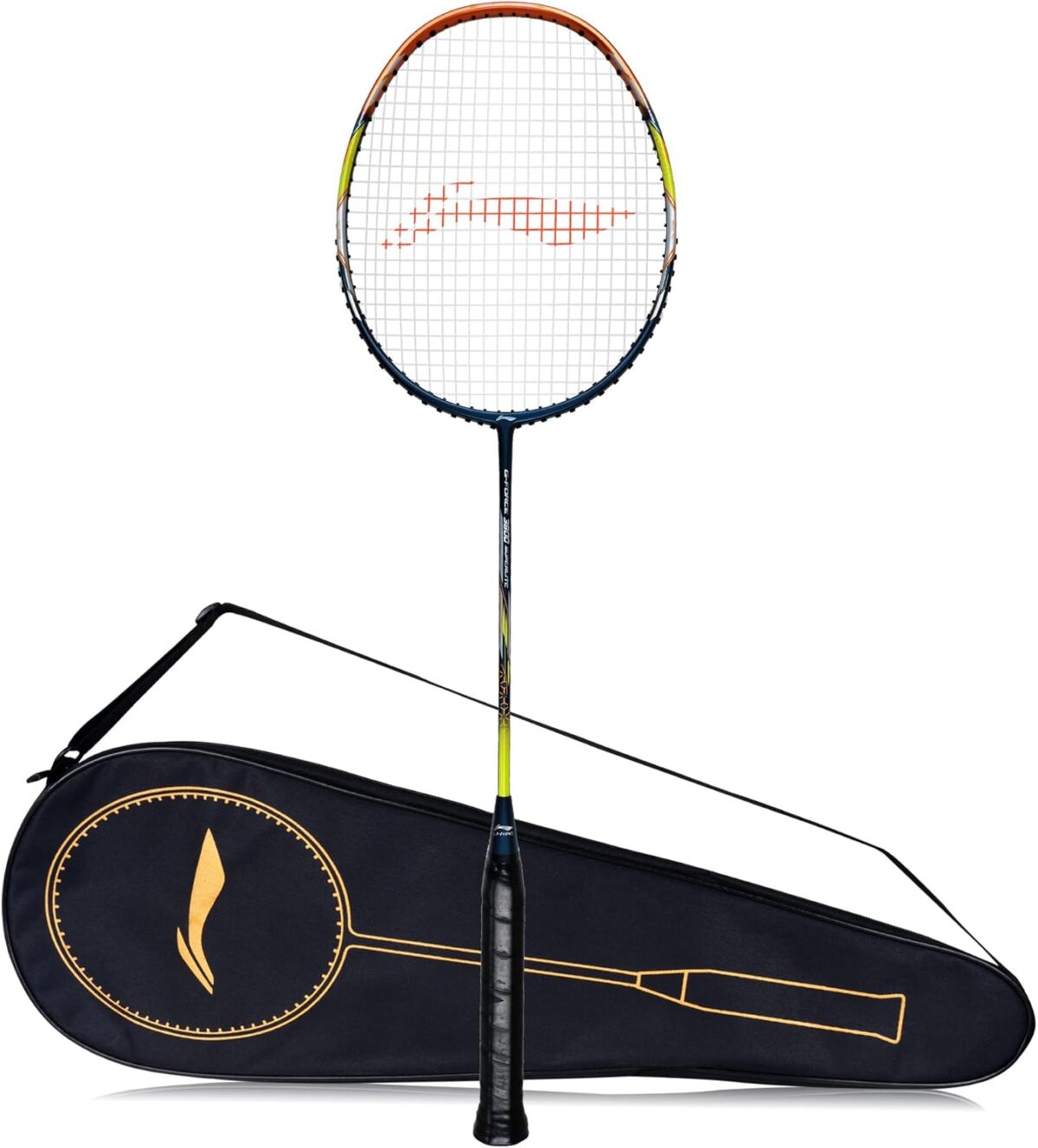 Li-Ning Badminton Racket G-Force 3600 Superlite Carbon Fibre Strung (Dark Grey, Gold, G4 – 4 1/2 inches)
