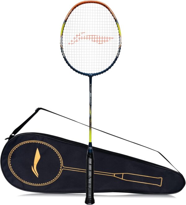 Li-Ning Badminton Racket G-Force 3600 Superlite Carbon Fibre Strung (Dark Grey, Gold, G4 – 4 1/2 inches)