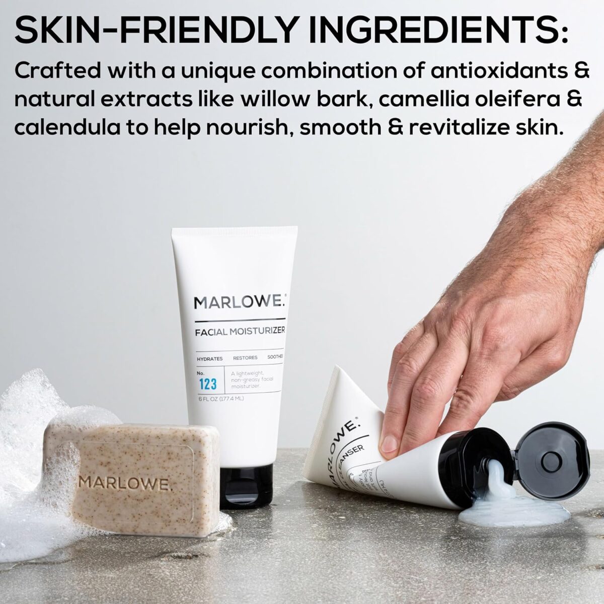 MARLOWE. No. 121 Facial Cleanser 6 oz Daily Mens Face Wash with Natural Extracts Antioxidants Soothes Purifies Refreshes Thick Lather Fresh Woodsy Scent MARLOWE. No. 121 Facial Cleanser 6 oz, Daily Mens Face Wash with Natural Extracts & Antioxidants, Soothes, Purifies, Refreshes, Thick Lather, Fresh Woodsy Scent
