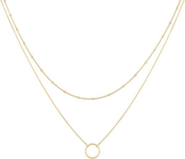 MEVECCO Layered Heart Necklace Pendant Handmade 18k Gold Plated Dainty Gold Choker Arrow Bar Layering Long Necklace for Women