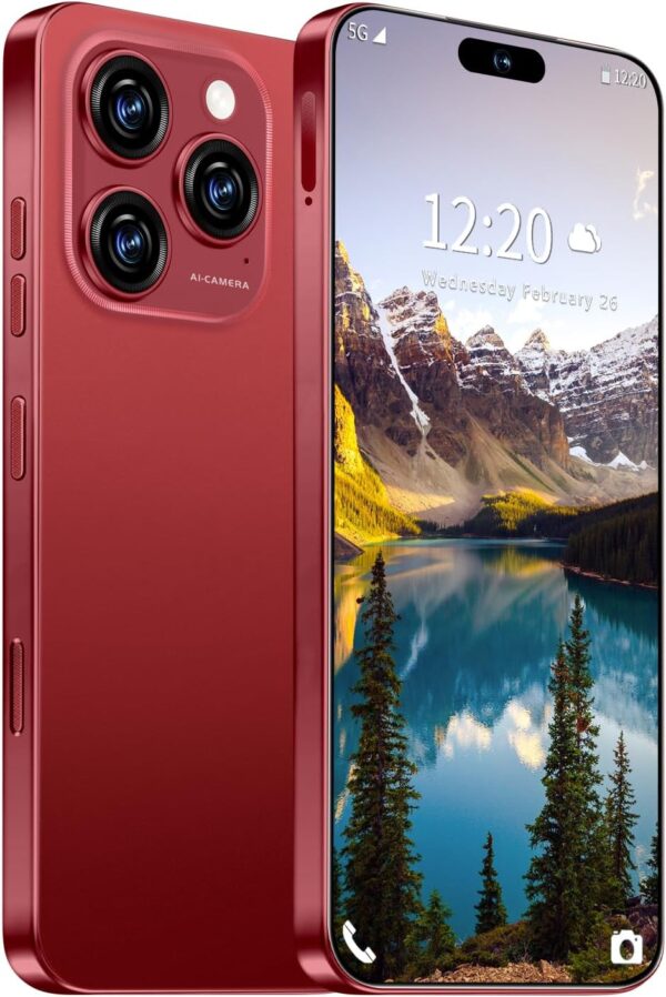 MMY 16PROMA X Unlocked Cell Phone,6.99″ HD Screen Unlocked Phones,12+512GB Android 14 7000mAh Long Battery Life Smartphone,5G/Dual SIM/Fingerprint Button Unlock/Photos/Face ID (Wine Red, 12+512)