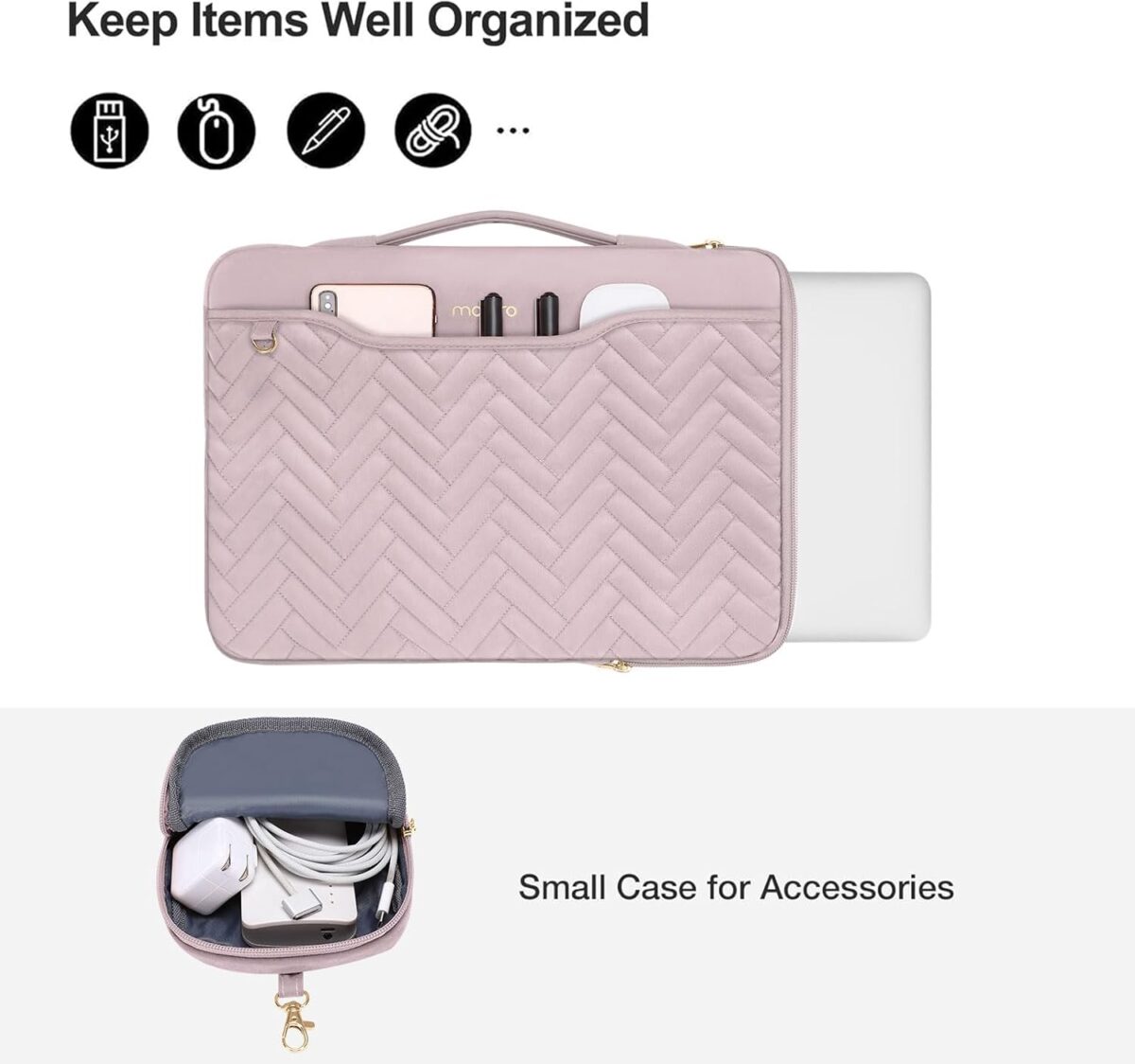 MOSISO 13 14 inch 360 Protective Laptop Case 13.3 inch Laptop Sleeve Compatible with MacBook AirPro 13 13.6Pro 14 HP Dell ASUS Rectangle Quilted Bag with HandlePocketSmall Case Pink MOSISO 13-14 inch 360 Protective Laptop Case, 13.3 inch Laptop Sleeve Compatible with MacBook Air/Pro 13 13.6/Pro 14, HP, Dell, ASUS, Rectangle Quilted Bag with Handle&Pocket&Small Case, Pink