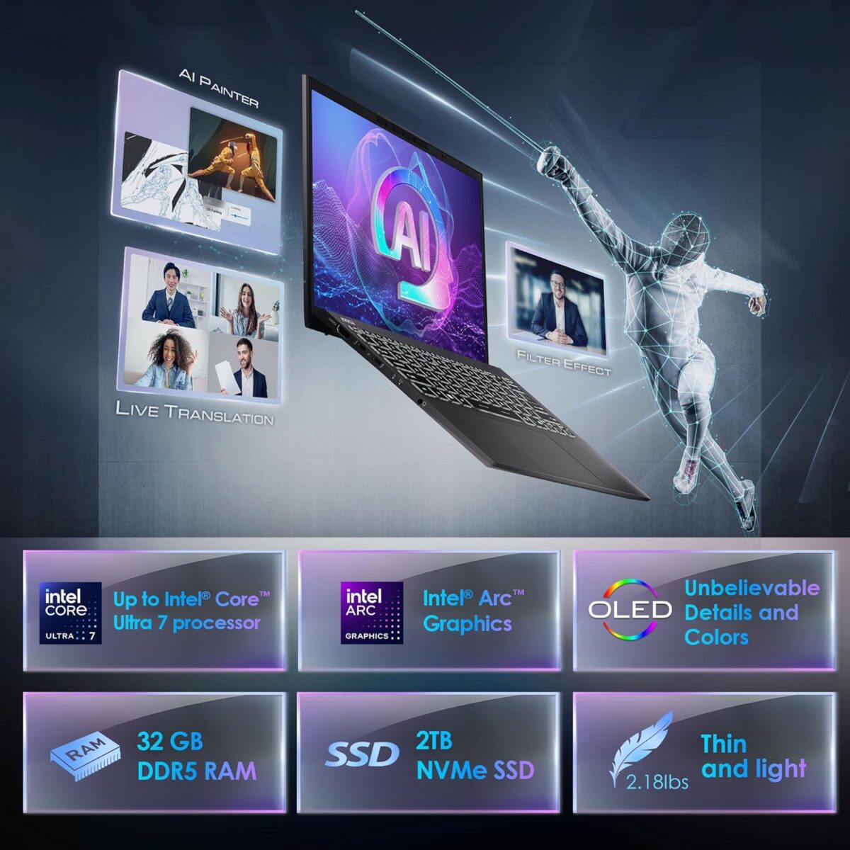 MSI Prestige 13 AI Evo 2024 13.3 2.8K OLED Business Laptop Intel Core Ultra 7 258V Arc Graphics 32GB LPDDR5x 2TB NVMe SSD Thunderbolt 4 WiFi 7 Win 11 Home Stellar Gray A2VMG 019US MSI Prestige 13 AI+ Evo (2024) 13.3” 2.8K OLED Business Laptop: Intel Core Ultra 7-258V, Arc Graphics, 32GB LPDDR5x, 2TB NVMe SSD, Thunderbolt 4, WiFi 7, Win 11 Home: Stellar Gray A2VMG-019US