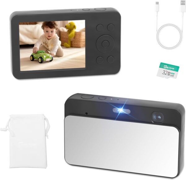 MUTRAIN Slide Open Digital Point and Shoot Pocket Camera with Mirror, Y2K 1080P Photography Practice, Blcak, X10, 32G…