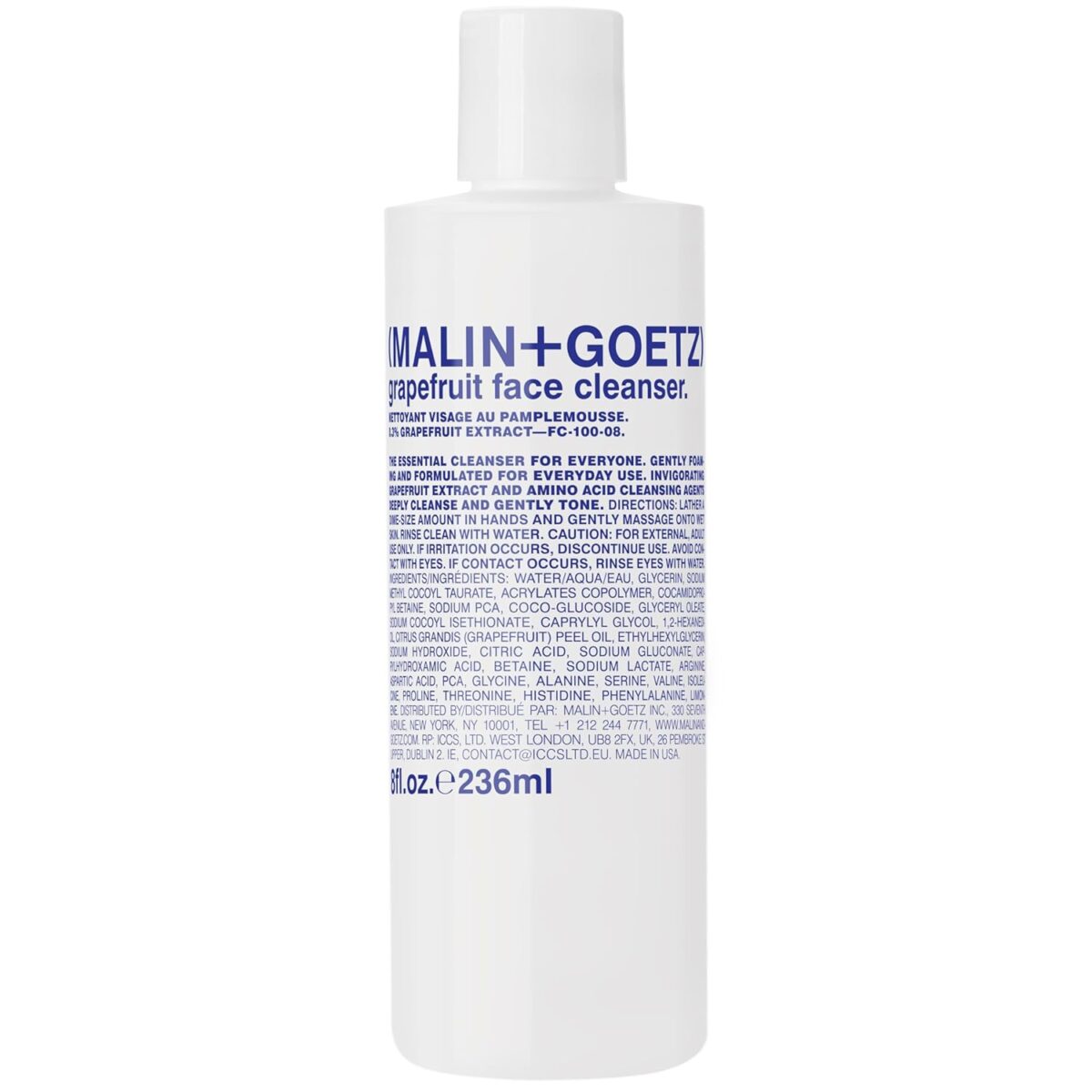 Malin + Goetz Grapefruit Face Cleanser, 8 Fl. Oz. – Men & Women Facial Cleanser for All Skin Types, Face Wash & Toner, Cleansing Facial Wash, Vegan & Cruelty Free