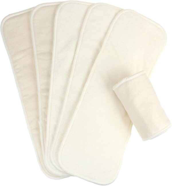 Mama Koala 6-Layer Natural Cotton Cloth Diaper Inserts, Adjustable and Reusable for Any Baby Cloth Diaper(6 Pack)