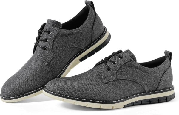 Men’s Black Dress Shoes – Stylish Canvas Casual Shoes for Men – Classic Lace Up Derby Shoes Black