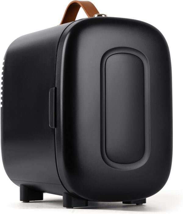 Mini Fridge for Bedroom, 4 Liter/6 Cans Skincare Small Refrigerator, AC/DC Portable Mini Cooler & Warmer, Small Fridge for Camping, Dorm, Office, Car (Black)