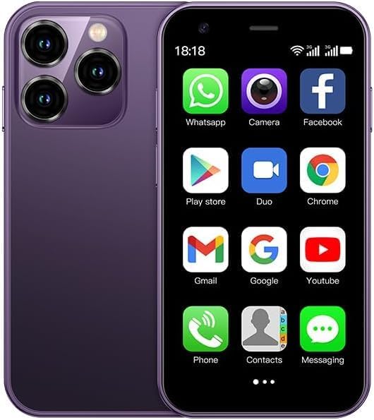 Mini Phone for Kids Unlocked Smartphone Quad Core 2G+16G Dual Sim Small Mobile Phones for Student Face ID Best Gift for Kids – Purple