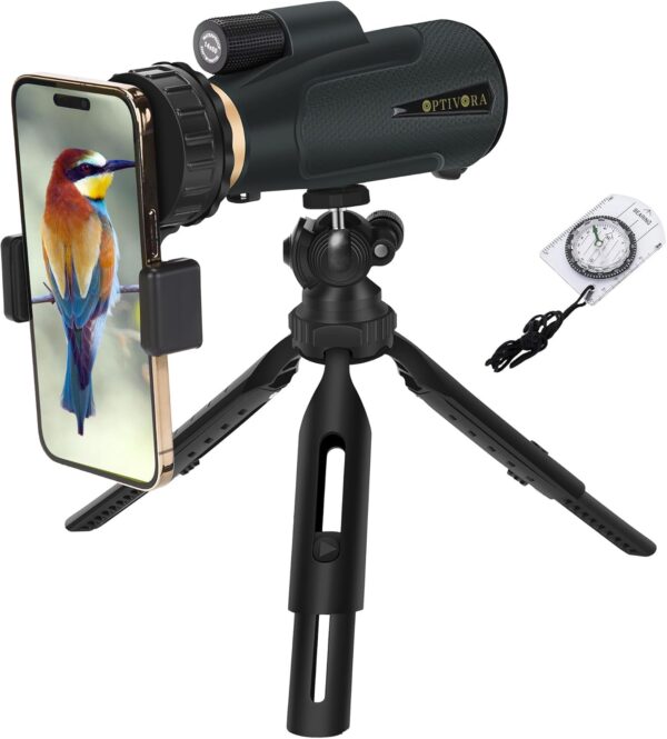 Monocular Telescope,14 * 60 Telescope for Adults High Powered,Monoculars for Adults High Powered with Smartphone Adapter and Tripod Mount,Monoscope Suitable Birdwatching Concert, etc.