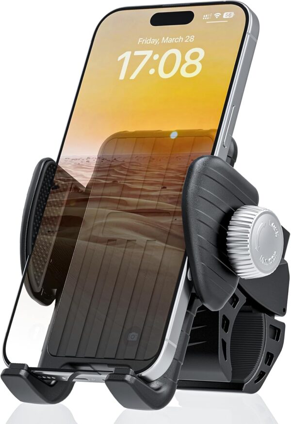 Motorcycle Phone Mount, Bike Bicycle Mount Handlebar Cell Phone Clamp Ebike Scooter Phone Clip for iPhone 16 Pro Max/Plus, 15 Pro Max, S10, S20, More 4.7″ to 6.8″ Smartphones
