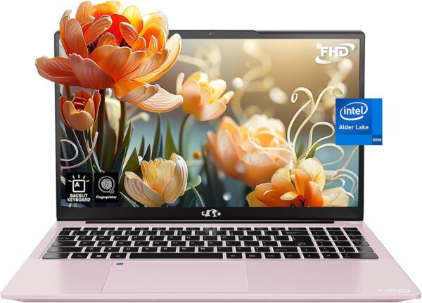 NIMO 15.6 IPS FHD-Laptop, 16GB RAM 1TB SSD Intel Pentium Quad Core N100, Computer with Backlit Keyboard Fingerprint (Beat to i3-1115G4 Up to 3.4GHz) Laptops for Student, Win 11 Rose Gold