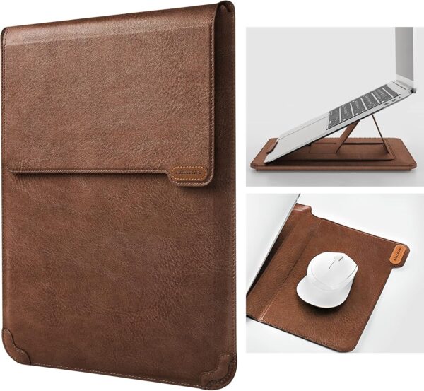 Nillkin Laptop Sleeve 15.6 inch,MacBook Air Sleeve Case with Laptop Stand and Mouse Pad,2 Stand Modes,Slim Protective Cover for MacBook Air M4,Air 15/Pro 16,HP/Dell/Asus 15-15.6 Inch Notebook,Brown