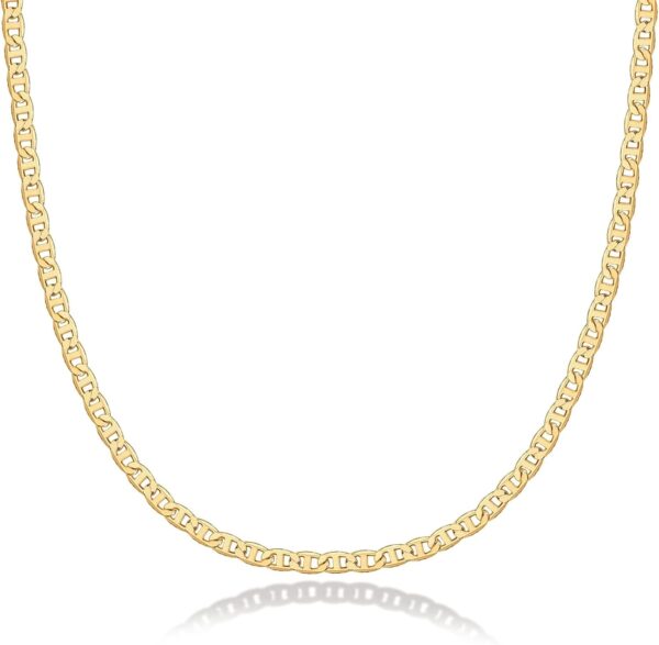 PAVOI 14K Gold Plated Adjustable Link Chain Necklace for Women | Box Rope Sphere Bead Serpentine Anchor Mariner Gold Chain Necklaces