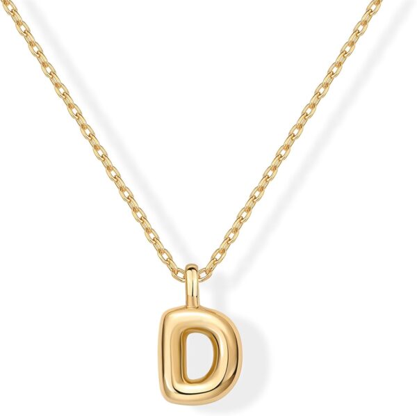 PAVOI 14K Gold Plated Dainty Chunky Bubble Initial Letter Pendant Necklace for Women | Alphabet Letter Necklace