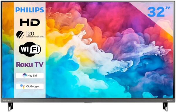 PHILIPS 32-Inch Class HD 720p Smart TV Borderless Refresh Rate 60Hz Compatible with Alexa and Google Assistant 32PFL6452/F7 (Refurbished)