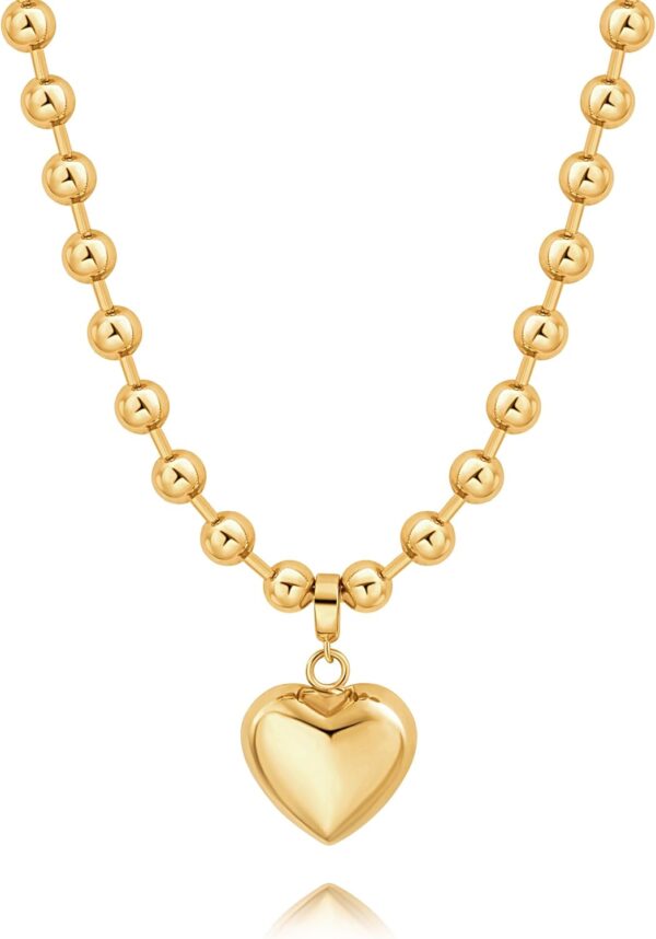 POTESSA 18K Gold Plated Pendant Necklace Medallion Coin Heart Y Shaped Chain Toggle Necklace for Women Jewelry