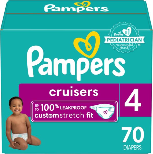 Pampers Cruisers Diapers – Size 4, 70 Count, Disposable Active Baby Diapers with Custom Stretch