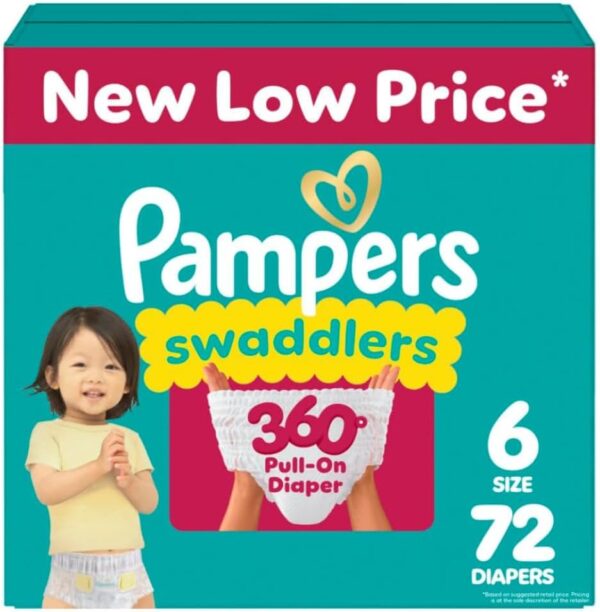 Pampers Diapers – Swaddlers 360 – Size 6, 72 Count, for up to 100% Leakproof Premium Skin Protection