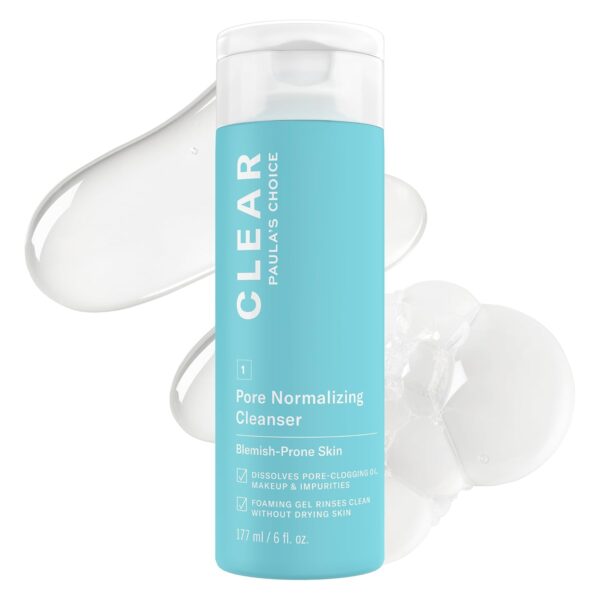 Paula’s Choice CLEAR Pore Normalizing Cleanser, Salicylic Acid Acne Face Wash for Large Pores, Redness & Blackheads