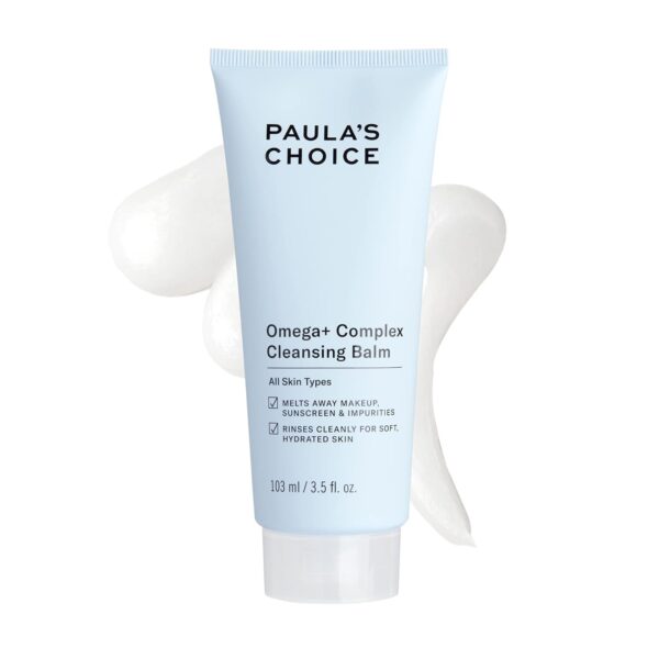 Paula’s Choice Omega Complex Cleansing Balm, Double Cleanse Face Wash & Gentle Daily Makeup Remover, Suitable for Dry & Sensitive Skin, Mineral Oil-Free, Paraben-Free & Fragrance-Free, 3.5 Fl Oz