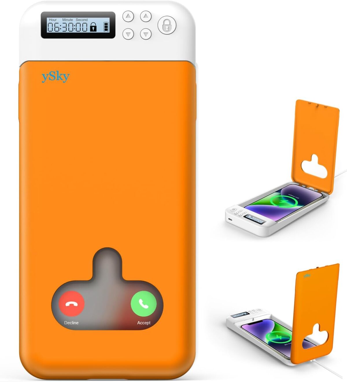 Phone Lock Box with Timer for iPhone and 6.7inch Android Phones, Portable Self-Control Timed Phone Locker to Help Kids,Students,Adults Focus Back,Phone Jail to Prevent Phone Addiction(Orange)