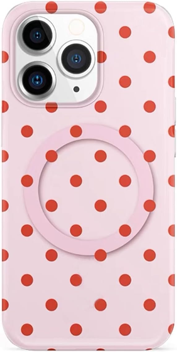 Polka Dot Phone Case Retro Cute Aesthetic Vintage Classic Phone Case Compatible with for iPhone 16, Pink