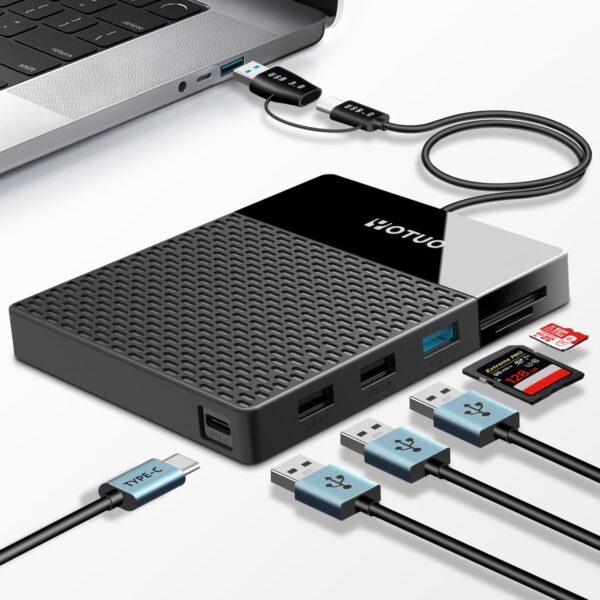 Portable Docking Station External Hard Drive 1TB Storage, USB-C Huc + HDD 7-in-1, USB 3.0, SD/TF Card, HDD for Windows, Mac, Android, TV, Phone, Laptop, Desktop, PC