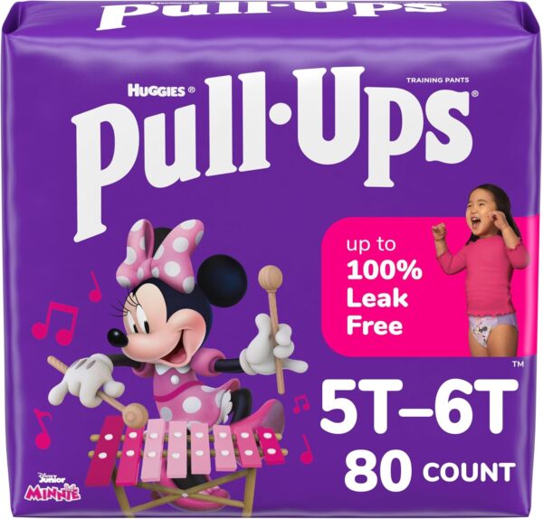Pull-Ups Girls’ Potty Training Pants, Size 5T-6T Training Underwear (46+ lbs), 80 Count (2 Packs of 40)
