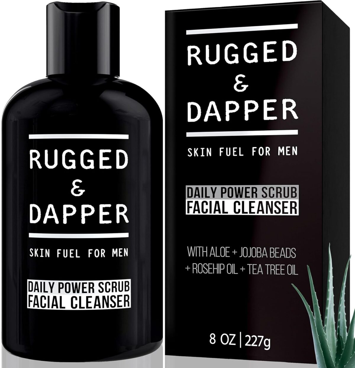 RUGGED & DAPPER – Daily Mens Face Wash + Scrub – 5 Month Supply – Deep Exfoliating Cleanser – Prevents Breakouts – Acne Face Wash Men’s – USA Made with Natural Ingredients