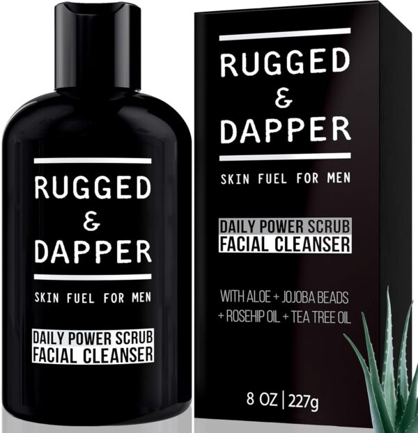 RUGGED & DAPPER – Daily Mens Face Wash + Scrub – 5 Month Supply – Deep Exfoliating Cleanser – Prevents Breakouts – Acne Face Wash Men’s – USA Made with Natural Ingredients
