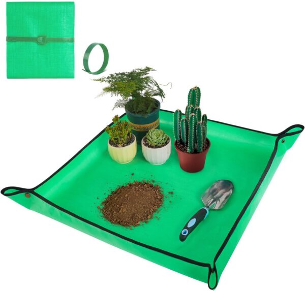Repotting Mat for Indoor Plant Transplanting and Mess Control 27″x 27″ Thickened Waterproof Potting Tray Foldable Succulent Potting Mat Portable Gardening Mat Garden Gifts for Women & Men
