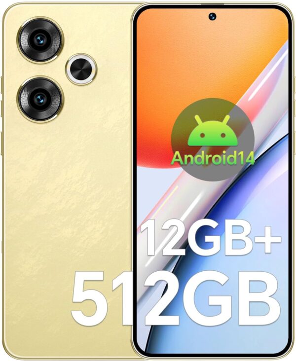 S19 Pro Unlocked Cell Phone, 12+512GB Smartphone, Snapdragon 888Long Battery Life 6800mAh, 48+108MP Camera, Dual SIM, 6.8“ HD Screen,Face ID/Fingerprint Lock/GPS,Android 14 Phone (Gold)