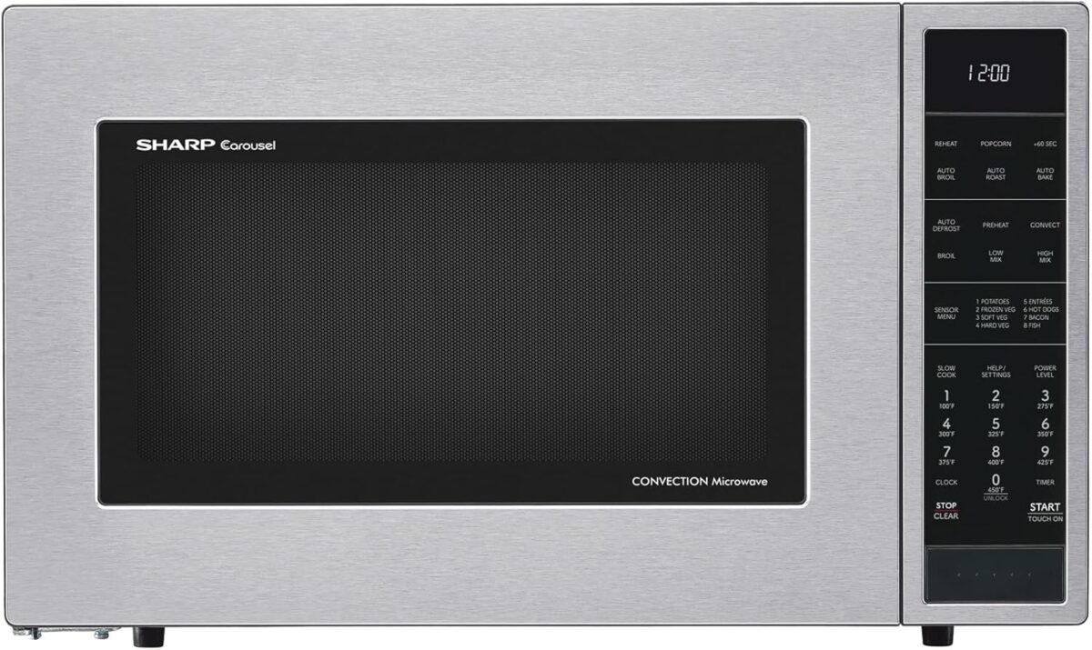 SHARP Convection Countertop Microwave Oven with Removeable 15.4″ Carousel Turntable, 1.5 Cubic Feet, 900 Watt, Sensor Cooking, Stainless Steel